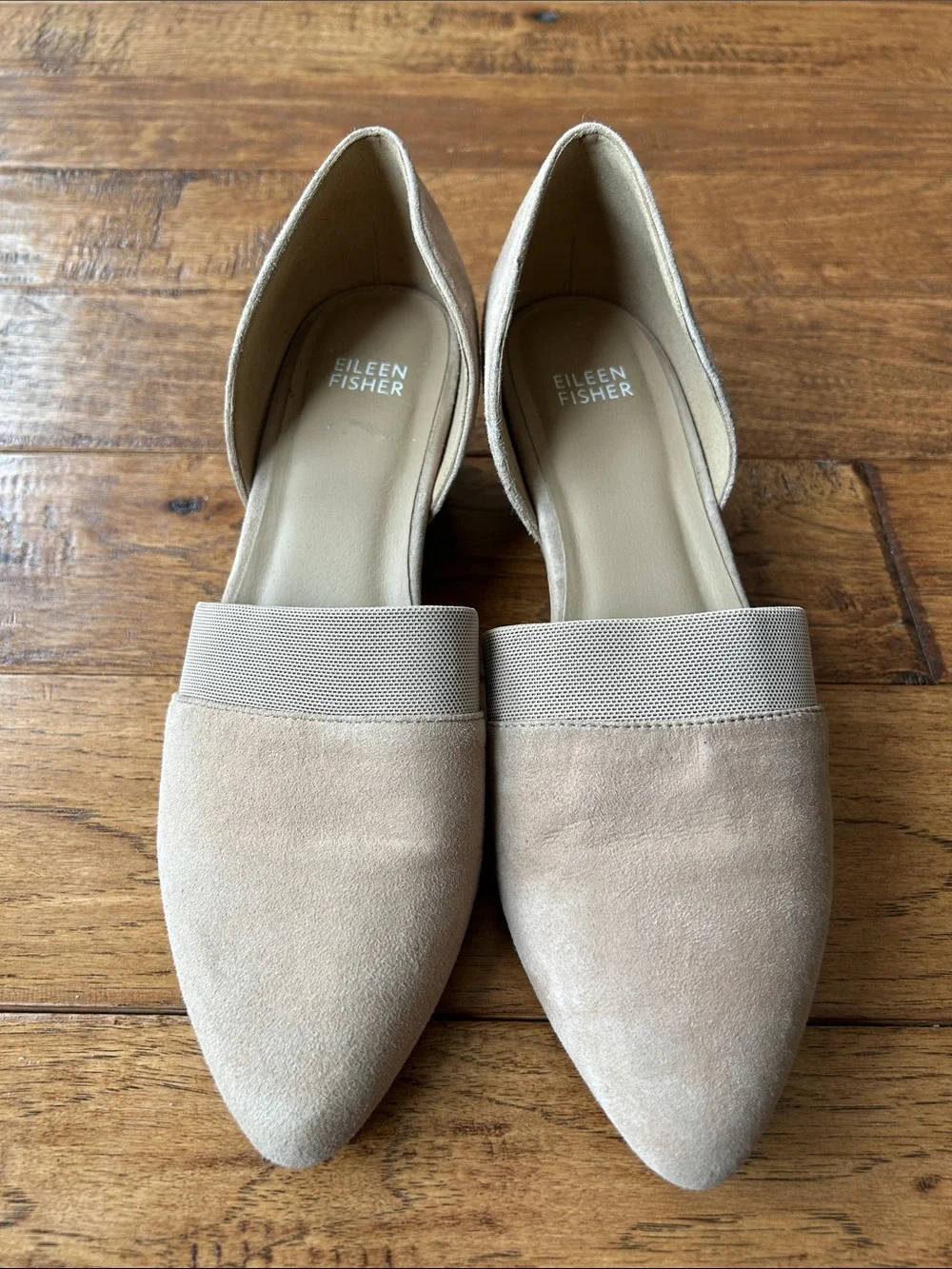 Eileen Fisher Hilly Suede D'Orsay Wedge Heel Pump Tan Size 9
